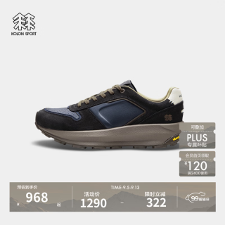 KOLON SPORT RETRO RUNNER 耐磨V底 黑 42(265mm) 户外休闲鞋