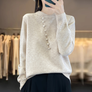 秋冬女装大码别致洋气宽松毛衣遮肚子显瘦百搭春秋时尚针织打底衫