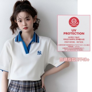 MLB 短袖女装透气休闲半袖舒适上衣宽松运动T恤翻领POLO衫