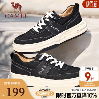 骆驼 新款轻便舒适休闲鞋厚底软弹帆布鞋会员 黑色 38