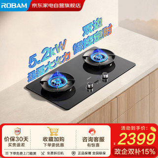 老板 燃气灶P20家用双边智能定时免看管烟灶联动可调节灶台 一级能效高热效率家用灶台JZT-50B7A