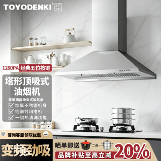 TOYODENKI 日本東洋）不锈钢小户型欧式复古塔式顶吸式油烟机