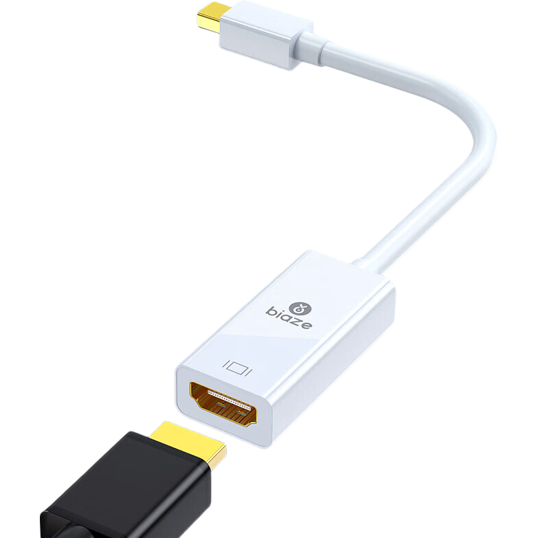 毕亚兹 Mini DP转HDMI转换器 雷电2接口 1080P高清