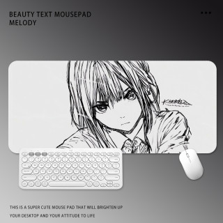 kuroha欲语鼠标垫超大黑白线条女孩电竞游戏滑鼠垫学生书桌键盘垫