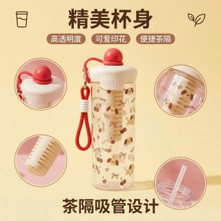 亲琴 夏天可爱高级感水杯学生塑料杯女生吸管杯防摔便携大号随手杯子