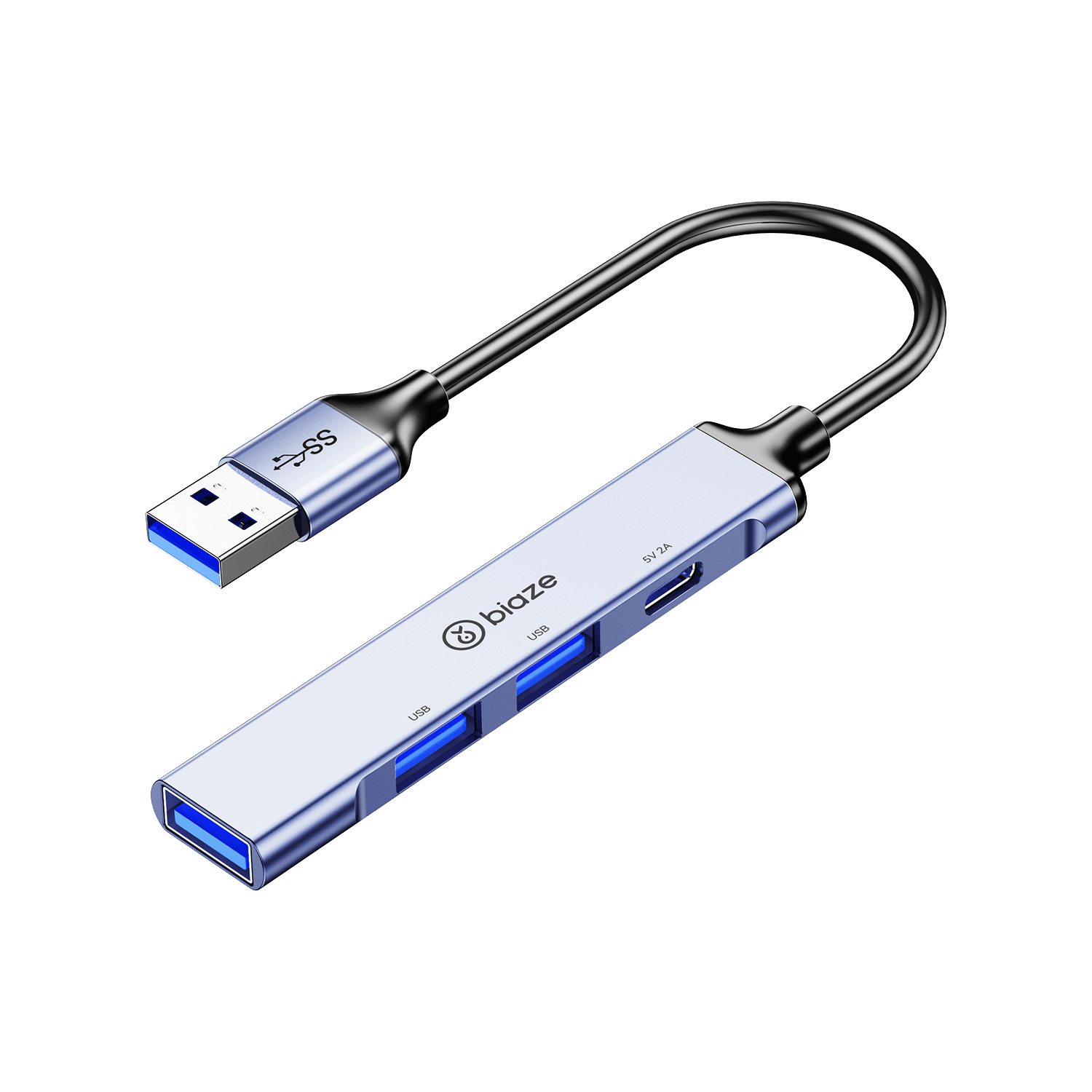 毕亚兹 USB3.0四口分线器 Type-C供电 多功能Hub集线器