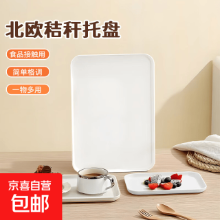 托盘长方形水果托盘茶盘家用果盘早餐盘收纳盘客厅零食盘 北欧风-白色大号