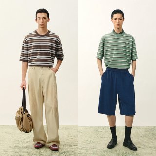 速写 [商场同款]速写男装2026夏季新品短袖针织衫T恤条纹撞色9Q4312490