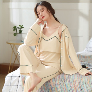 秋季大码月子服三件套秋冬纯棉产后喂奶孕妇睡衣可调节休闲家居服