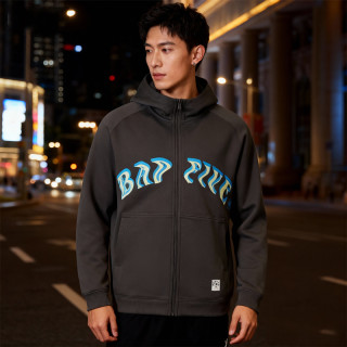 李宁 男子反伍篮球系列休闲运动宽松开衫卫衣AWDU095-B品