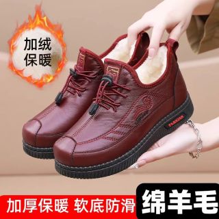 2024冬季新款老北京加绒加厚中老年棉鞋防滑防水平底轻便妈妈鞋子
