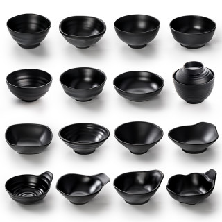 五毫 密胺餐具塑料带柄小碗蘸料碗仿瓷食堂带盖饭碗商用火锅蘸料调料碗