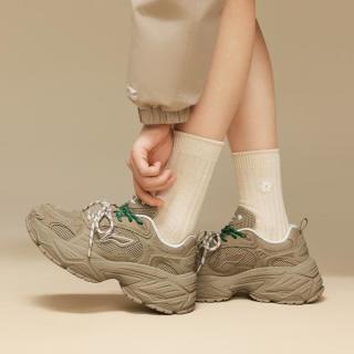 李宁 女鞋复古经典百搭减震回弹厚底老爹鞋休闲鞋运动鞋