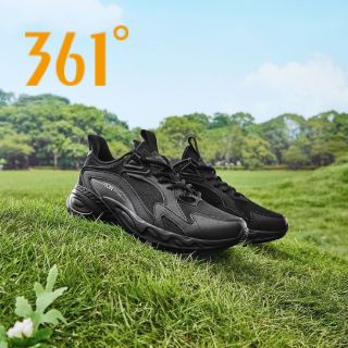 百亿补贴：361° 男鞋运动鞋网面透气轻便跑鞋减震黑色男款跑步