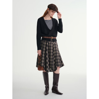 独束 大码女装不规则半身A字裙2025冬装微胖MM半身裙 卡其色 2XL （尺码：4）
