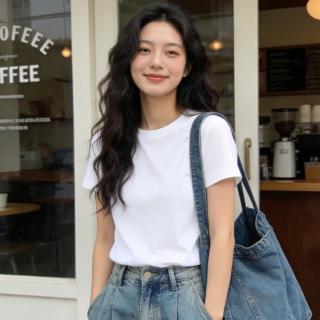 真维斯 Z+ 100%精梳棉夏季女款白色短袖t恤合身内搭打底衫