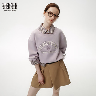 TEENIE WEENIE 美式复古格纹拼接 紫色 S 女士卫衣