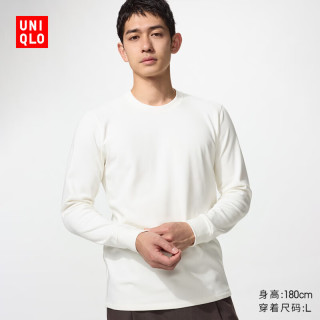 优衣库 HEATTECH ULTRA WARM圆领T恤/长袖男装保暖内衣秋衣486882 01 乳白色 S