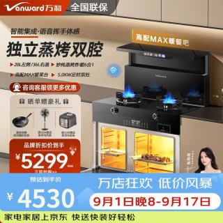 万和 集成灶一体式家用大容量消毒柜蒸烤箱一体集成顶部暖菜宝 双涡轮大吸力 蓝芯猛火爆