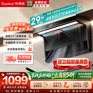 荣事达 抽油烟机家用顶侧双吸29立方爆炒大吸力厨房自清洁免拆洗直流变频上门安装