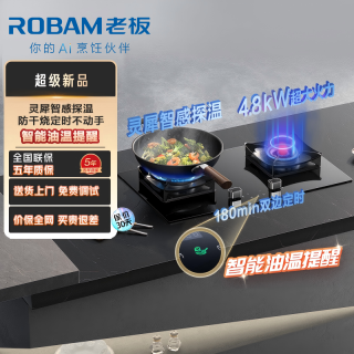 老板 智慧大火力 4.8kW燃气灶自营双眼灶煤气灶单灶具燃气灶台嵌两用防干烧51B0A