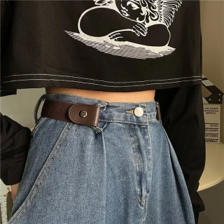 ins风懒人裤腰收紧女隐形无痕松紧弹力腰带男百搭收腰扣学生F8F