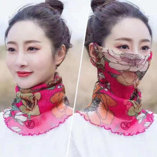 围脖女套头夏季薄款丝巾百变小丝巾护脖子百搭脖套口罩多功能纱巾