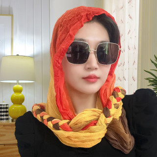 洋气手工编织彩色渐变辫子头巾围巾多功能百搭时尚丝巾夏季薄款女