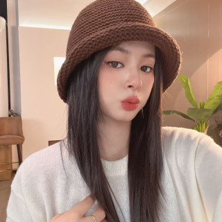 帽子流光风日系拼色渔夫帽网红盆帽针织韩版