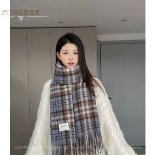 [LXY]2025秋冬新款韩版百搭网红奶油风情侣保暖围巾蓝色围脖时尚