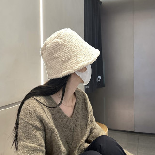 曼诗妮罗兰 渔夫帽韩版百搭保暖显脸小水桶盆帽前长后短型帽子