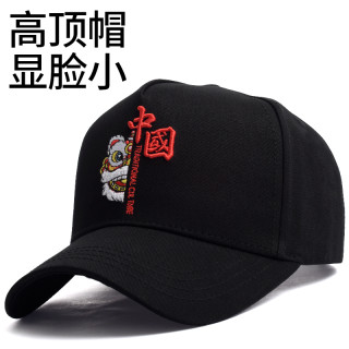 高顶帽子男春夏时尚新款硬顶棒球帽秋季大头围中国风醒狮鸭舌帽子