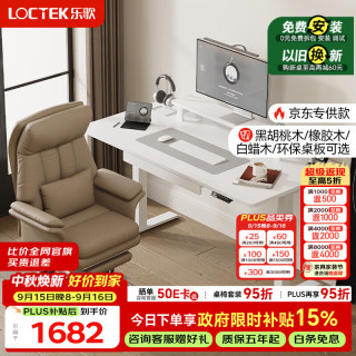 乐歌 电动升降桌电脑桌双电机站立办公家用写字书桌 E3/1.4m原木色套装