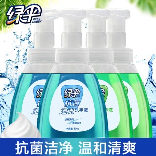 绿伞 泡沫洗手液300g*4瓶家用大人儿童抗菌清洗洁净清香型洗手液