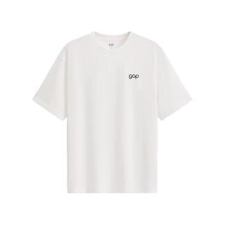 Gap 854722 logo印花宽松圆领短袖T恤 白色 XL