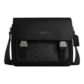 COACH 蔻驰 RACER 28 男士信使包斜挎单肩包 CT716 炭黑色/黑色
