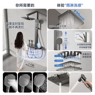 箭牌 智旋圆管恒温花洒套装 枪灰色 大置物