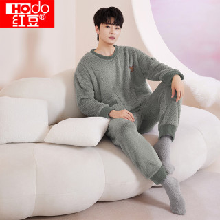 Hodo 男女士睡衣秋冬加绒加厚柔软舒适可外穿保暖家居服套装 JCJ735碳灰 2XL