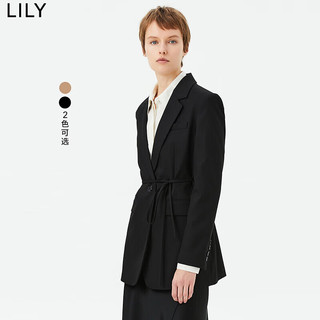 LILY 商务时尚一粒扣别致腰带西装外套 黑色 XS