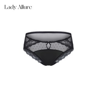 LADYALLURE 「LA」梦隙之境丨法式缎面蕾丝边拼接波点网纱轻薄透气女三角内裤