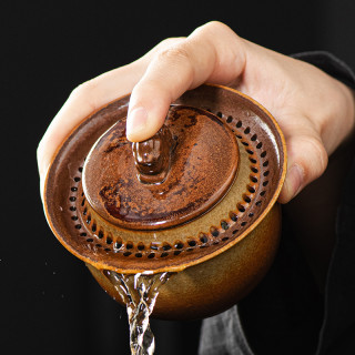 手抓壶高颜值高级盖碗茶杯高档防烫陶瓷带盖旅行带茶具泡茶器茶壶
