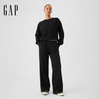 Gap 765585 刺绣logo圆领卫衣 黑色 M码