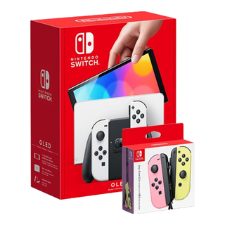 任天堂 Switch OLED 白色+淡粉淡黄手柄 游戏机