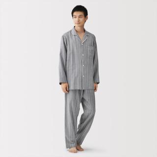 無印良品 MUJI 男式无侧缝双层纱织长袖睡衣家居服套装