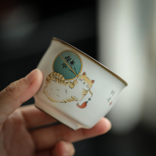 陶瓷品茗杯高档单杯个人白瓷可开片主人杯高颜值家用泡茶茶杯高端