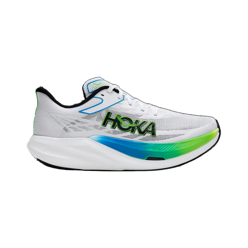 HOKA ROCKET X 3 竞速跑鞋 晨霜白/电光青柠 42