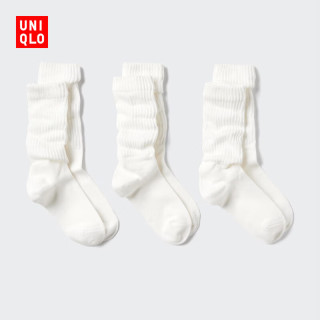 优衣库 袜子/3双装女装宽松高筒袜堆堆袜482721 480277 487088 482721/00白色 M /L/24～26 cm