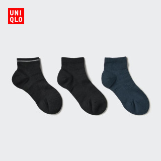 优衣库 短袜/3双装女装袜子482732 487107 487107/09黑色 M /L/24～26 cm