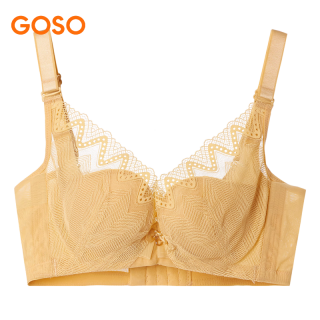 GOSO 舒适蕾丝调整型聚拢文胸 柠檬黄 70B