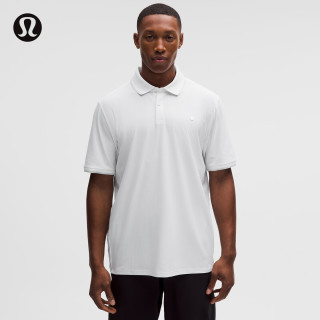 lululemon LM3GNIS 男士网球条纹网面Polo衫 白色 M